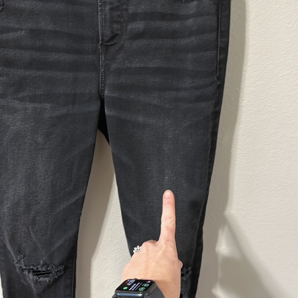 American Eagle The Lu(x)e Jean Hi-Rise Jegging Skinny Black Distressed Size 8 - Picture 5 of 16
